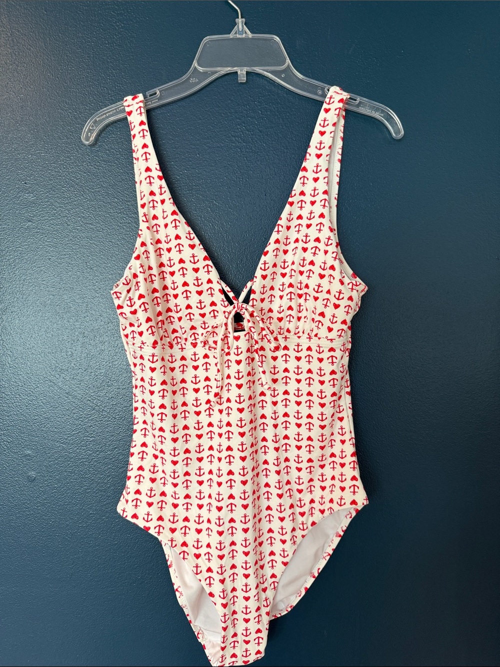 Red Hearts & Anchor Print One-Piece Swimsuit